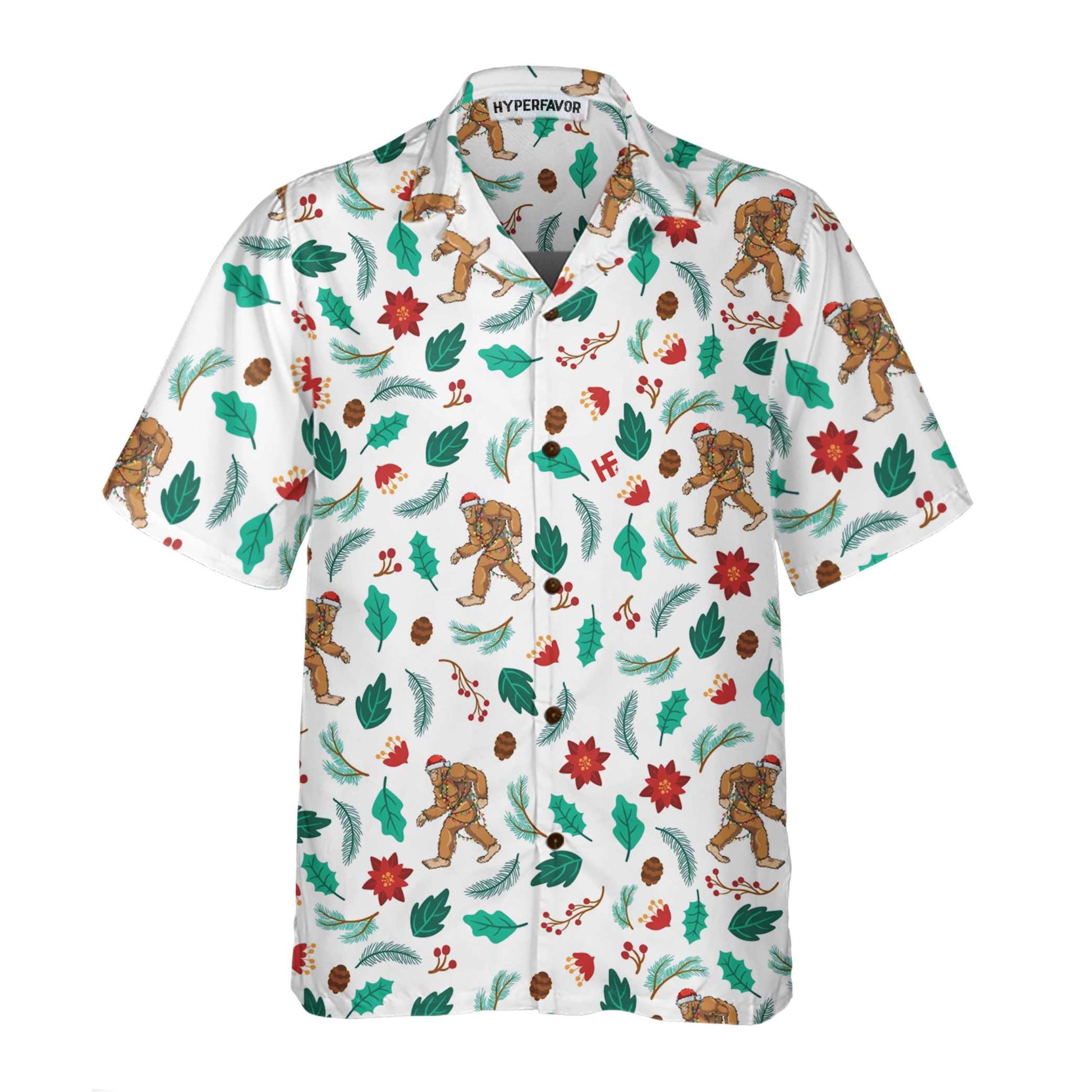 Christmas Bigfoot Sasquatch Pattern Hawaiian Shirt, Funny Christmas Shirt, Best Gift For Christmas, Friend, Family