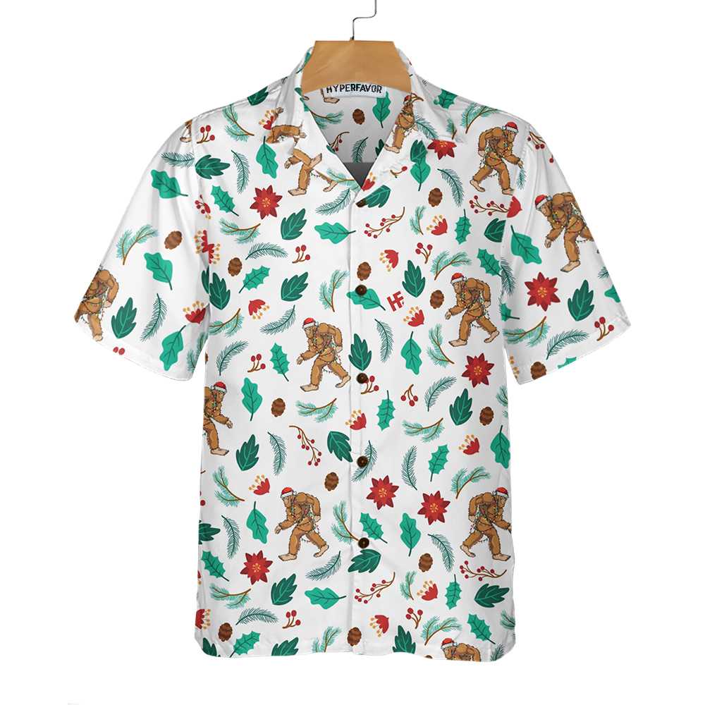 Christmas Bigfoot Sasquatch Pattern Hawaiian Shirt, Funny Christmas Shirt, Best Gift For Christmas, Friend, Family