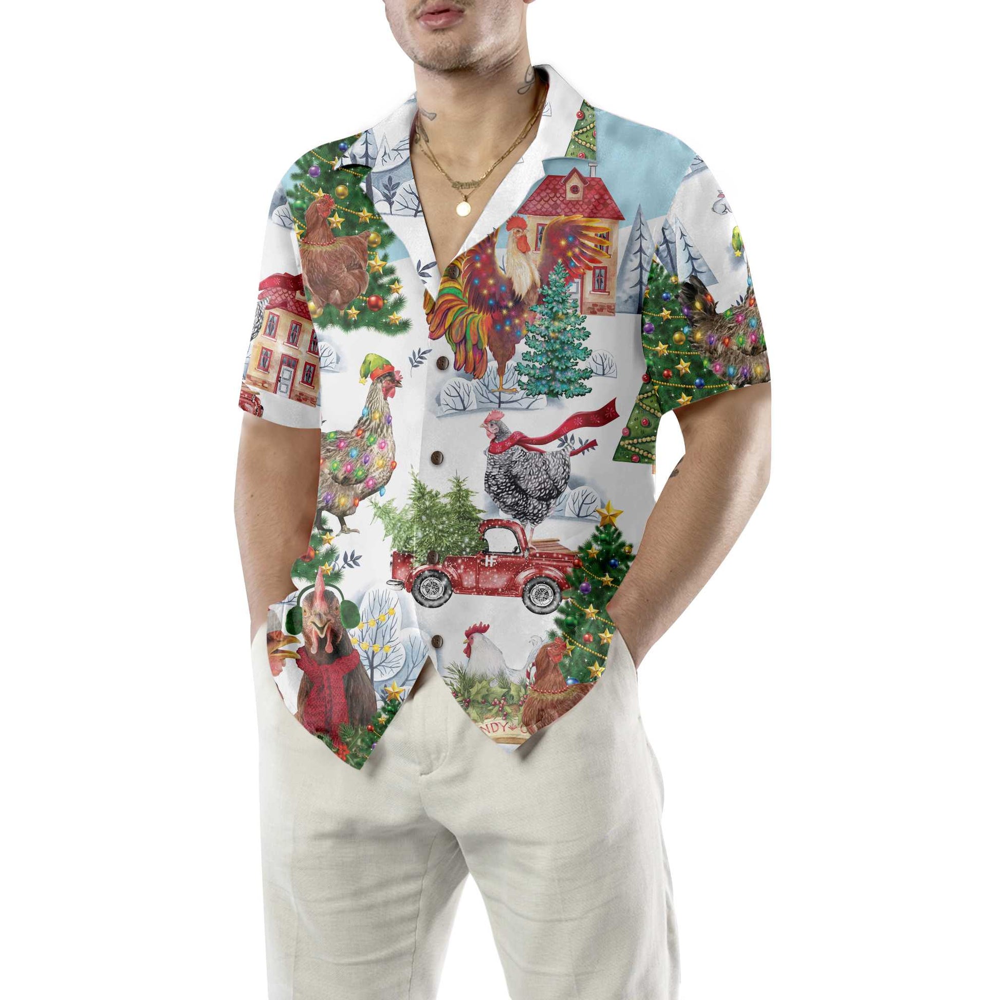Christmas Chicken Hawaiian Shirt, Funny Chicken Christmas Shirt, Best Gift For Christmas, Friend, Family