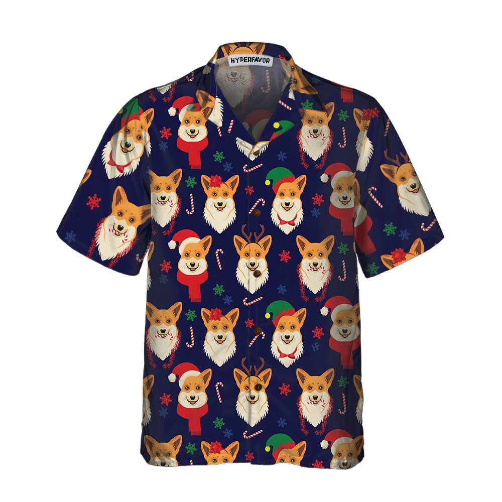Christmas Corgis Pattern Hawaiian Shirt, Funny Corgi Dog Christmas Shirt, Christmas Gift For Dog Lovers, Friend, Family
