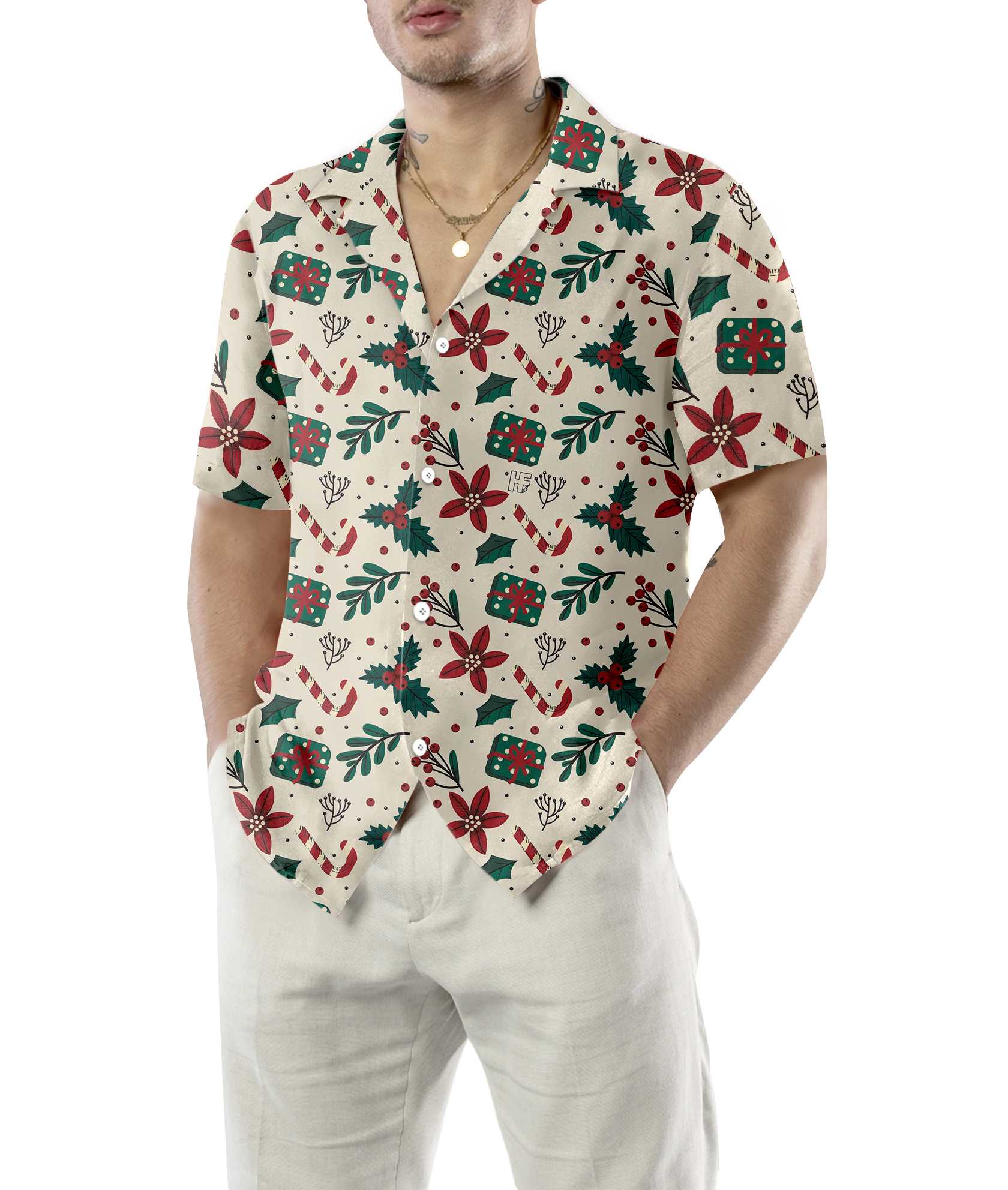 Christmas Elements Seamless Pattern Hawaiian Shirt, Vintage Christmas Shirt, Unique Gift For Christmas, Best Christmas Gift For lover, Friend, Family