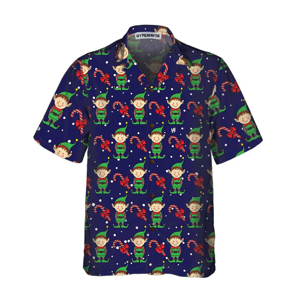 Christmas Elves On Blue Hawaiian Shirt. Elf Christmas Shirt, Best Xmas Gift Idea, Best Christmas Gift For lover, Friend, Family