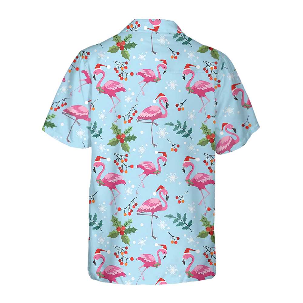 Christmas Flamingo Seamless Pattern Hawaiian Shirt, Christmas Flamingo Shirt, Best Xmas Gift Idea, Best Christmas Gift For lover, Friend, Family