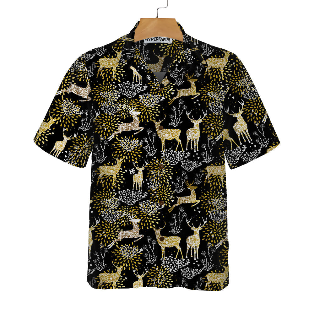 Christmas Golden Reindeers Hawaiian Shirt, Best Christmas Gift For lover, Friend, Family