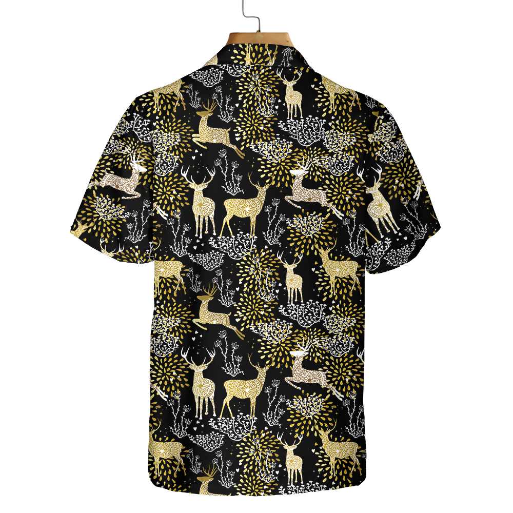 Christmas Golden Reindeers Hawaiian Shirt, Best Christmas Gift For lover, Friend, Family