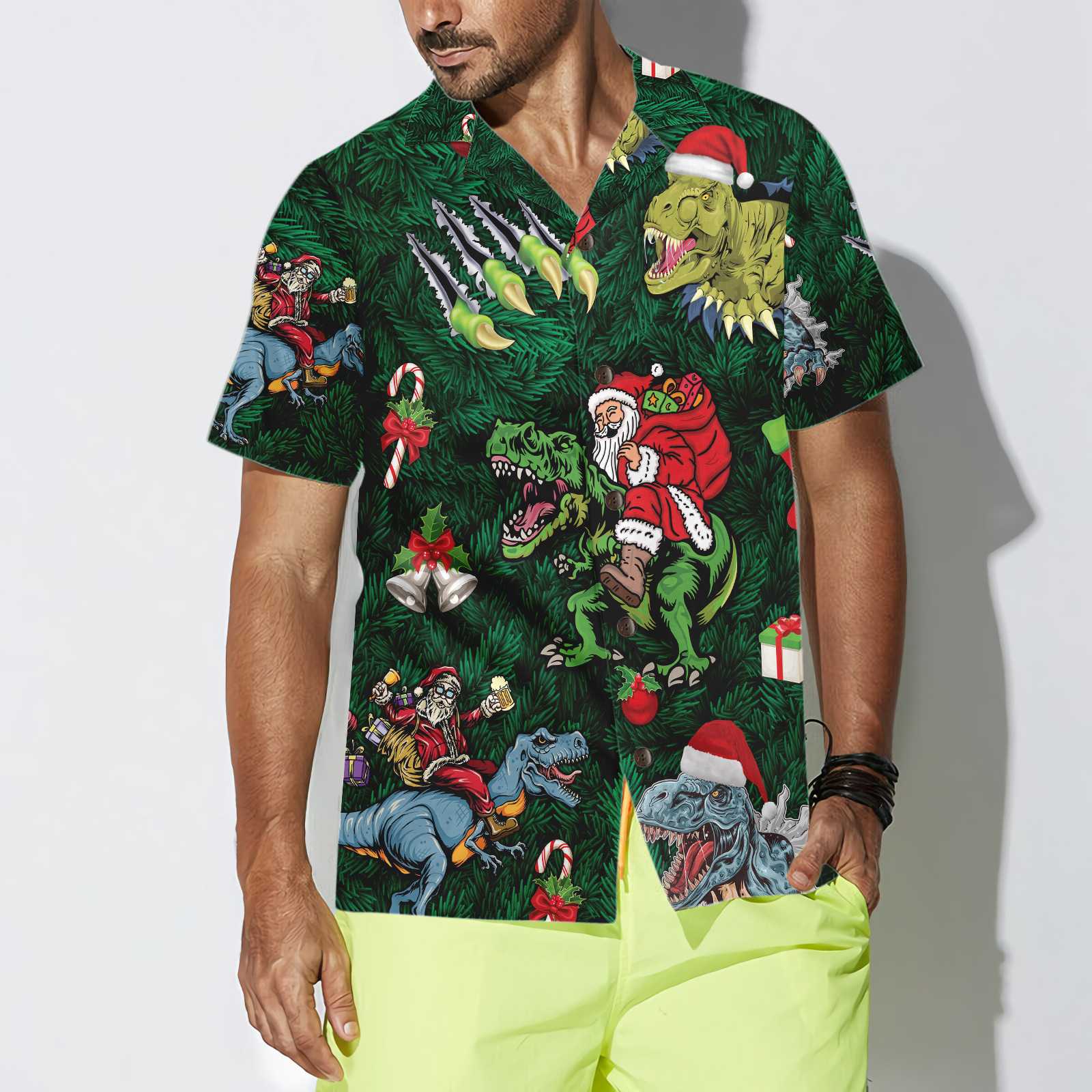 Christmas Holiday With T-Rex Hawaiian Shirt, Funny Dinosaur Christmas Shirt, Best Xmas Gift Idea, Best Christmas Gift For lover, Friend, Family