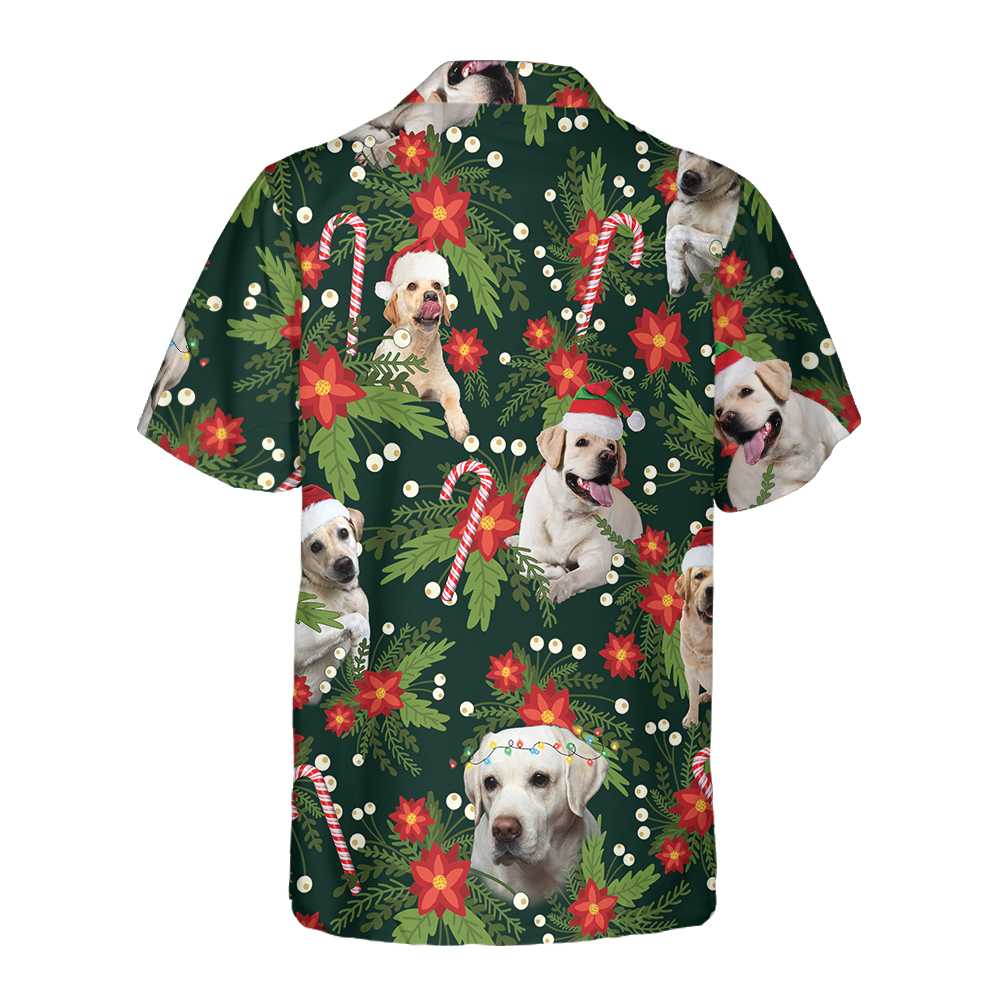 Christmas Labrador Retriever With Poinsettia Flower Hawaiian Shirt, Funny Labrador Shirt For Men & Women, Best Christmas Gift For Labrador Retriever lover, Friend, Family