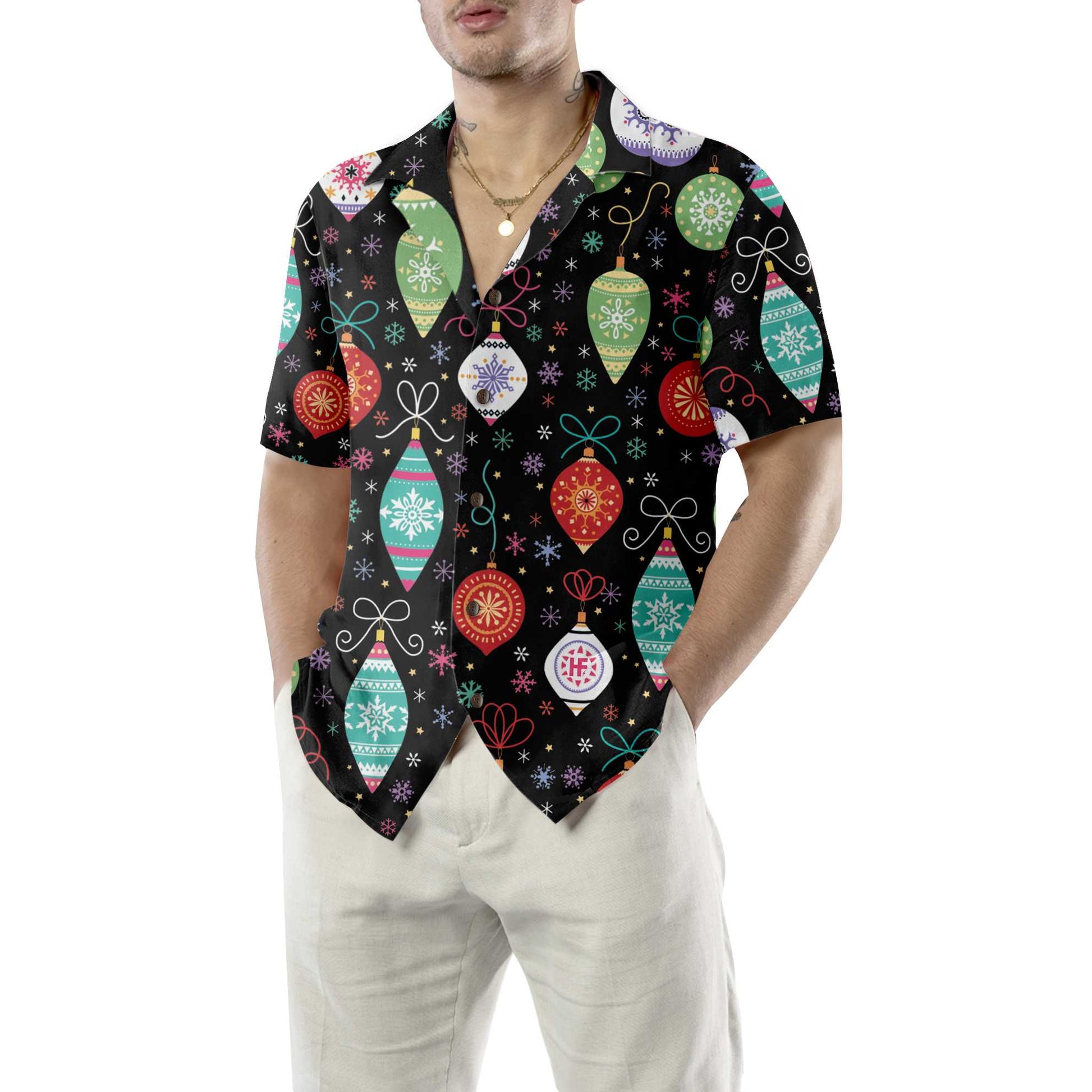 Christmas Ornament Pattern Hawaiian Shirt, Funny Christmas Shirt For Men, Best Christmas Gift For lover, Friend, Family