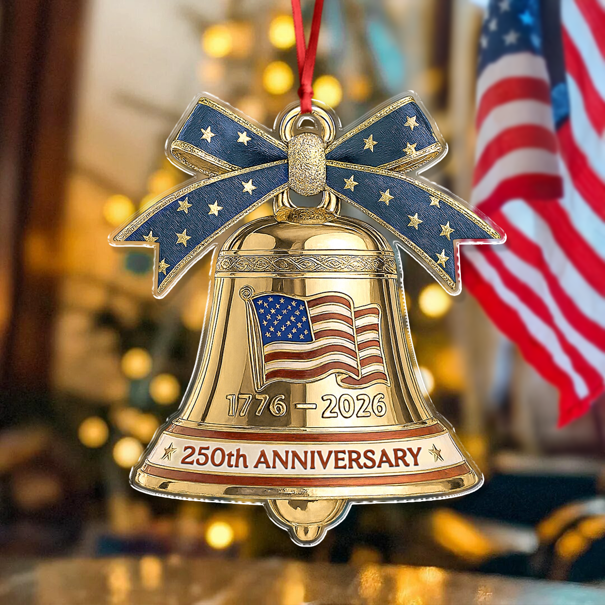 USA 250th Anniversary Bell Acrylic Ornament American Independence Christmas Gift CH07 899212