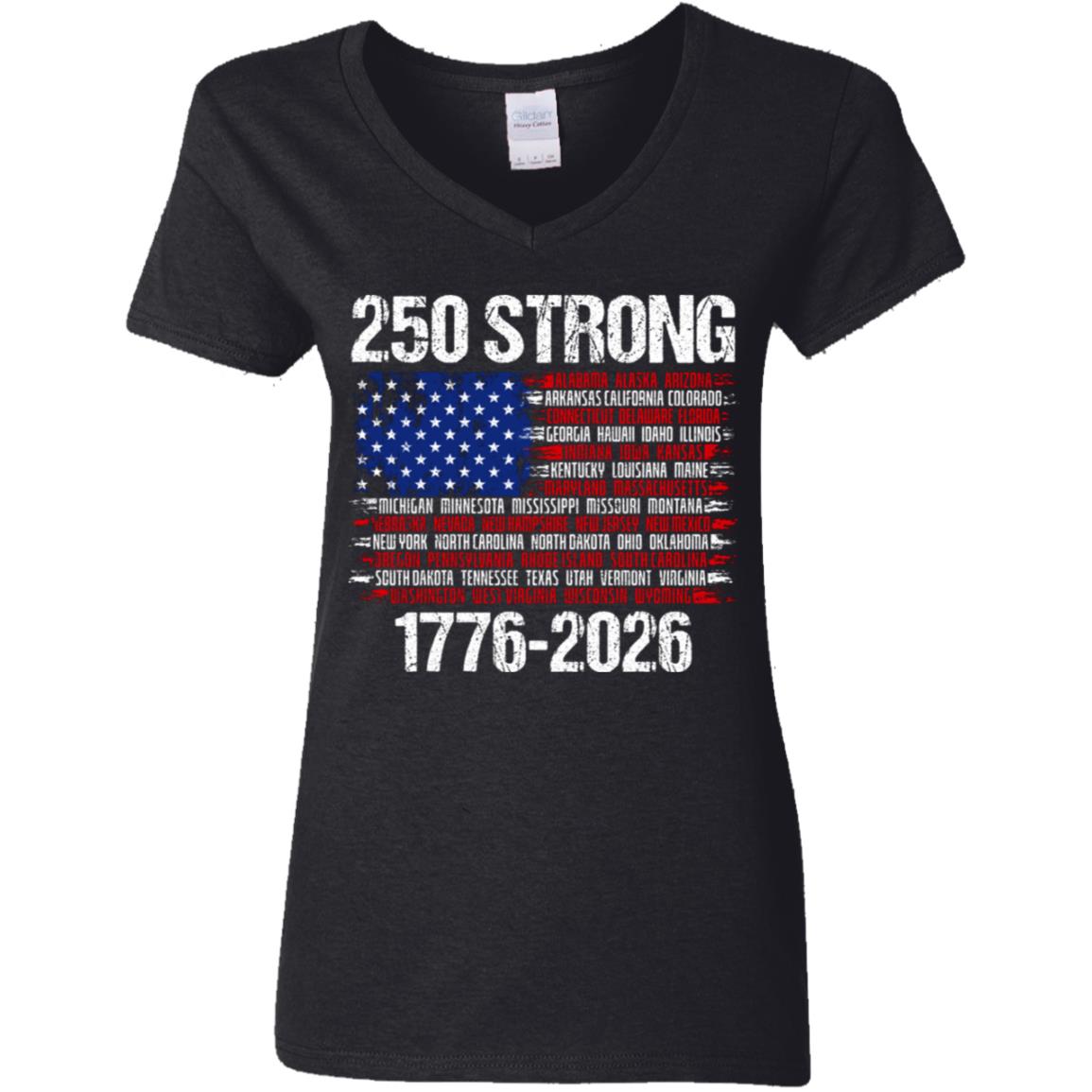 USA 250 Strong Flag American States Patriotic Dark Shirt LM32 895333