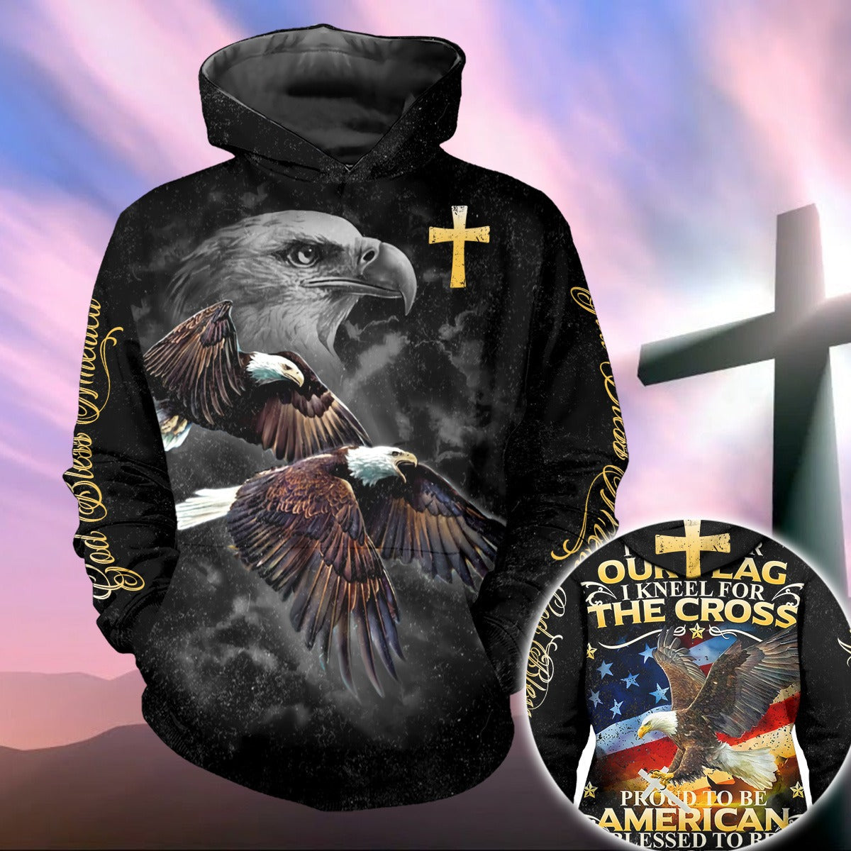 Eagle Of God, American Blessed To Be Christian - Inspirational Christian 3D All Over Print T-Shirt And Hoodie
