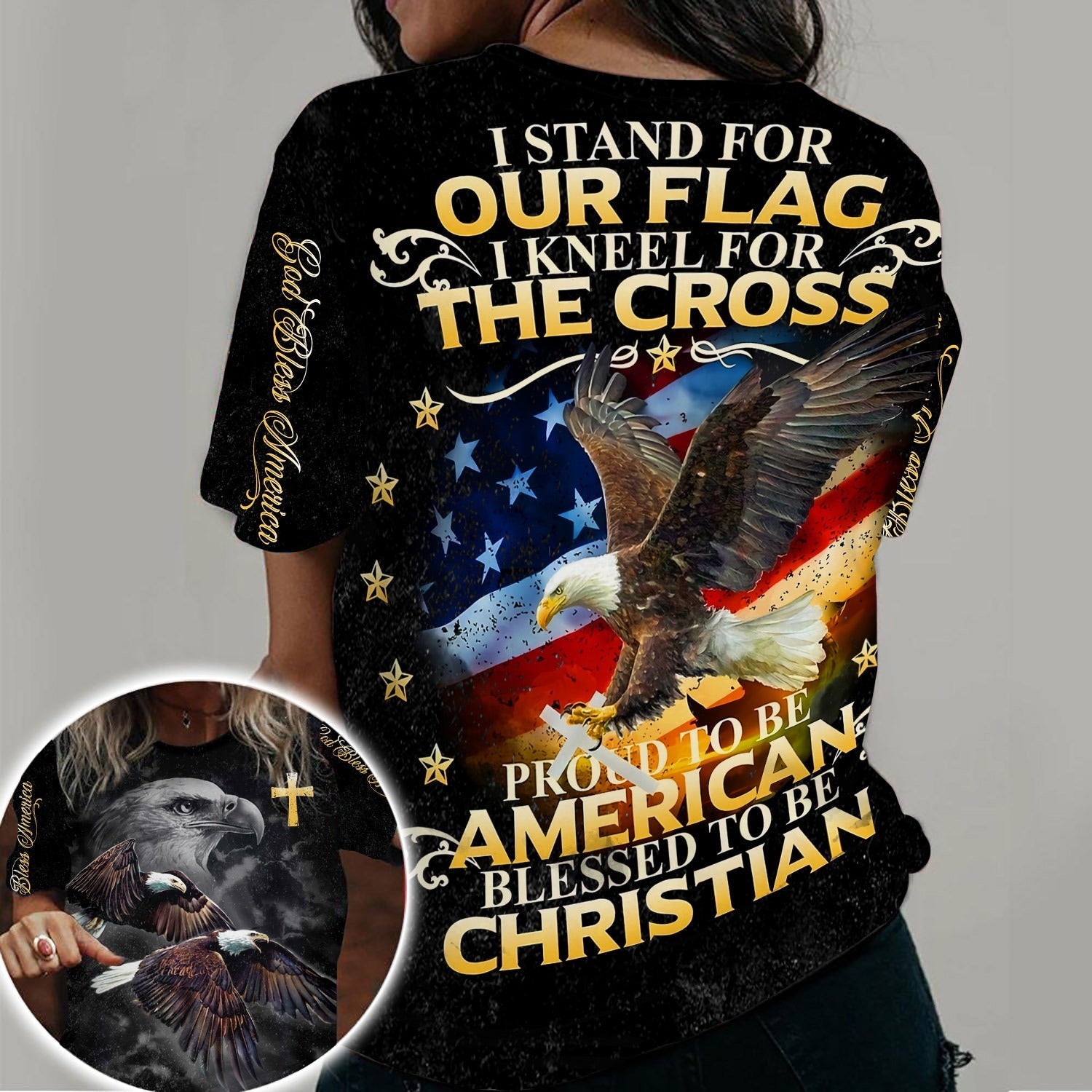 Eagle Of God, American Blessed To Be Christian - Inspirational Christian 3D All Over Print T-Shirt And Hoodie