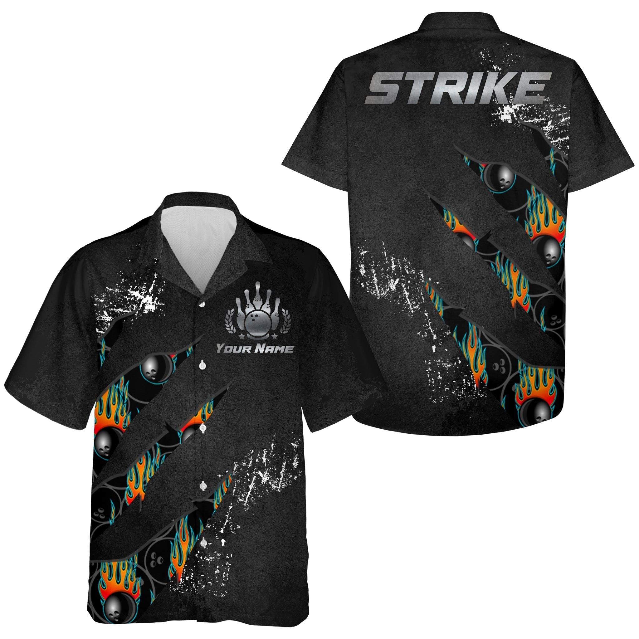 Personalized Bowling Hawaiian Shirts, Custom Name Bowling Hawaiian Shirt, Bowling Aloha Shirt Strike For Friends, Family, Bowling Team