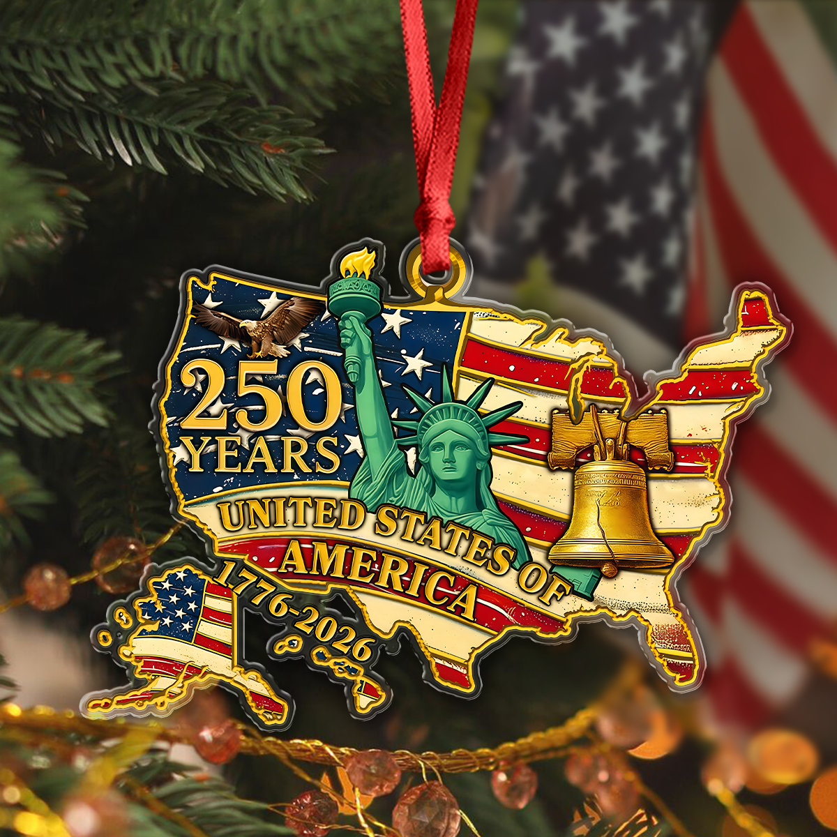 250 Years Of Americann Flag Liberty Eagle Acrylic Ornament Patriotic Holidays Gift For Dad