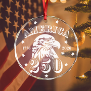 America 250 Years Happy 250th Birthday USA Glass Ornament HA75 898104