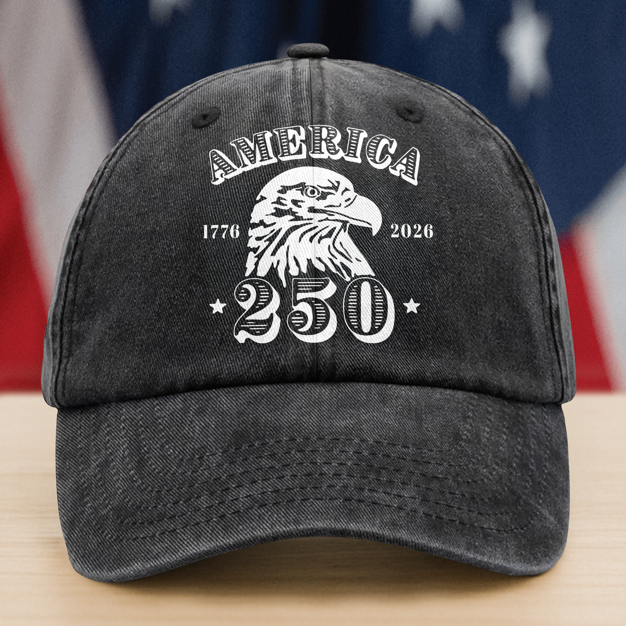 America 250 Years Happy 250th Birthday USA Washed Denim Baseball Cap HA75 897438