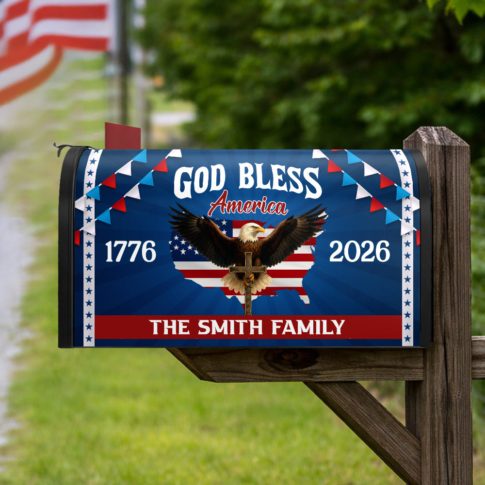 Custom 250th Anniversary God Bless American Eagle 1776–2026 Patriotic Mailbox Gift Ideas 25 Years