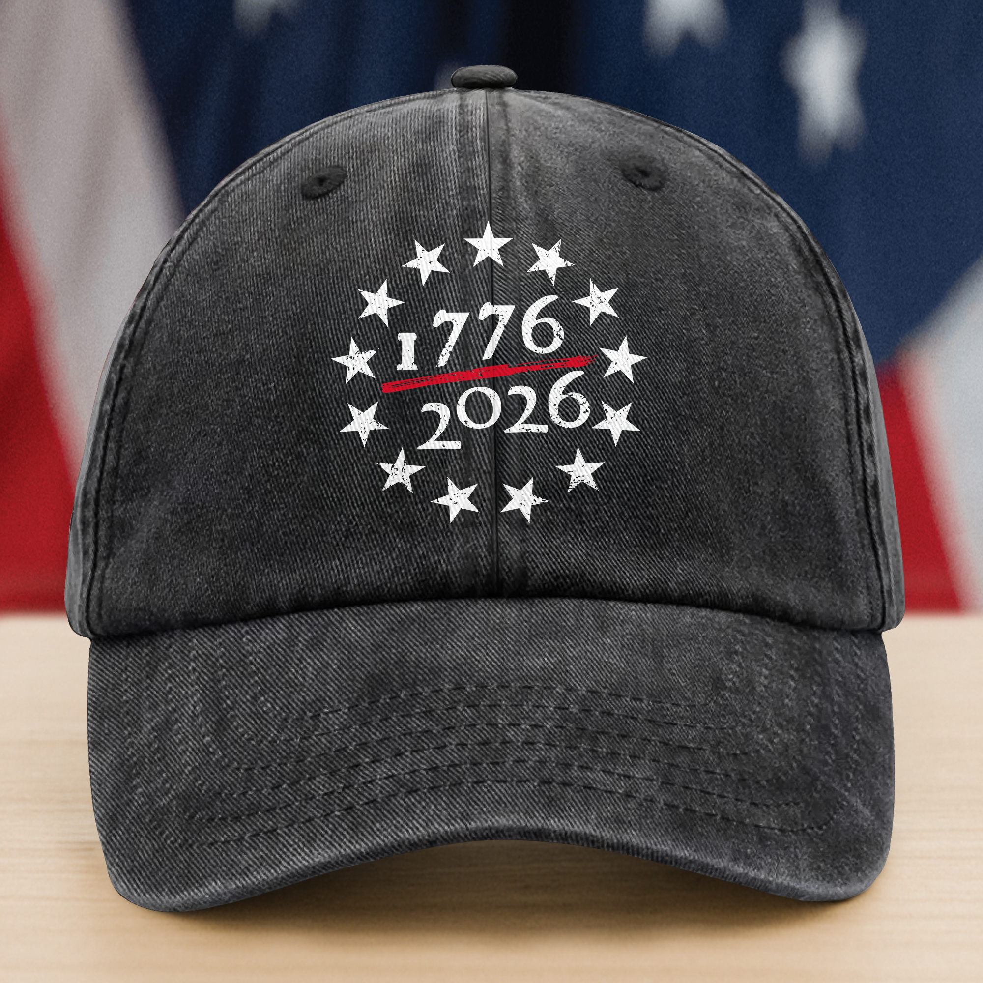 1776 - 2026 USA 250th Anniversary Washed Denim Baseball Cap HA75 898050