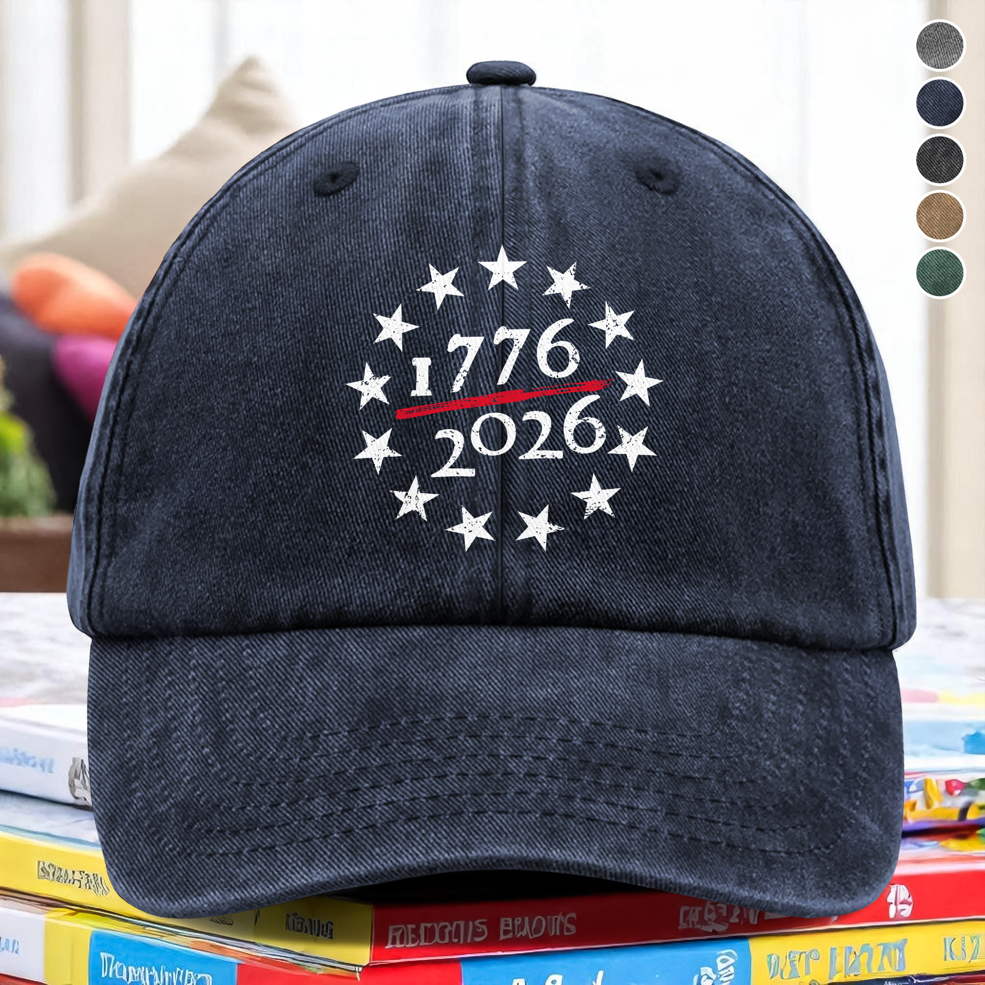 1776  2026 USA 250th Anniversary Washed Denim Baseball Cap Gift for My Wife