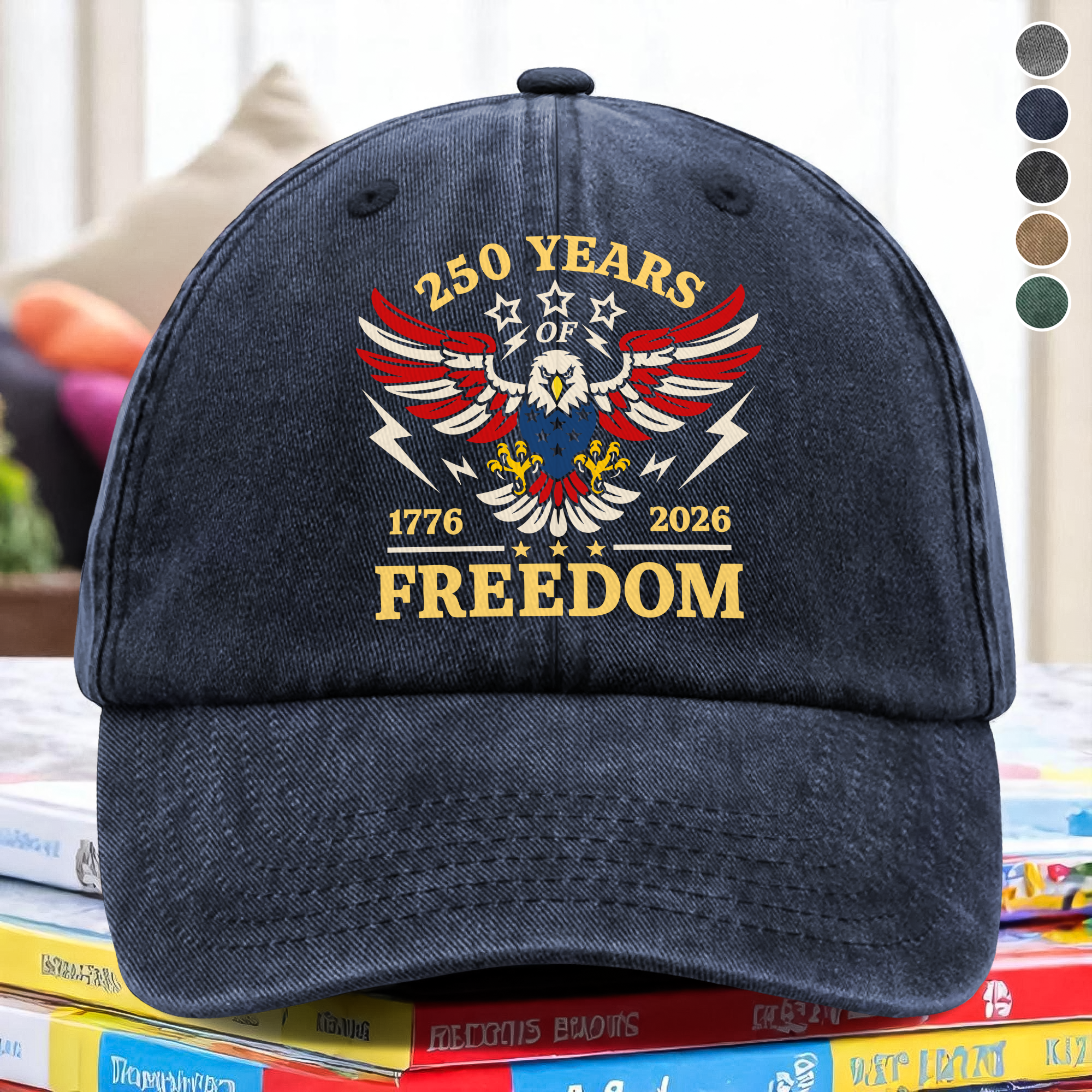 250 Years Of Freedom 1776  2026 USA 250th Anniversary Washed Denim Baseball Cap Gift for My Wife