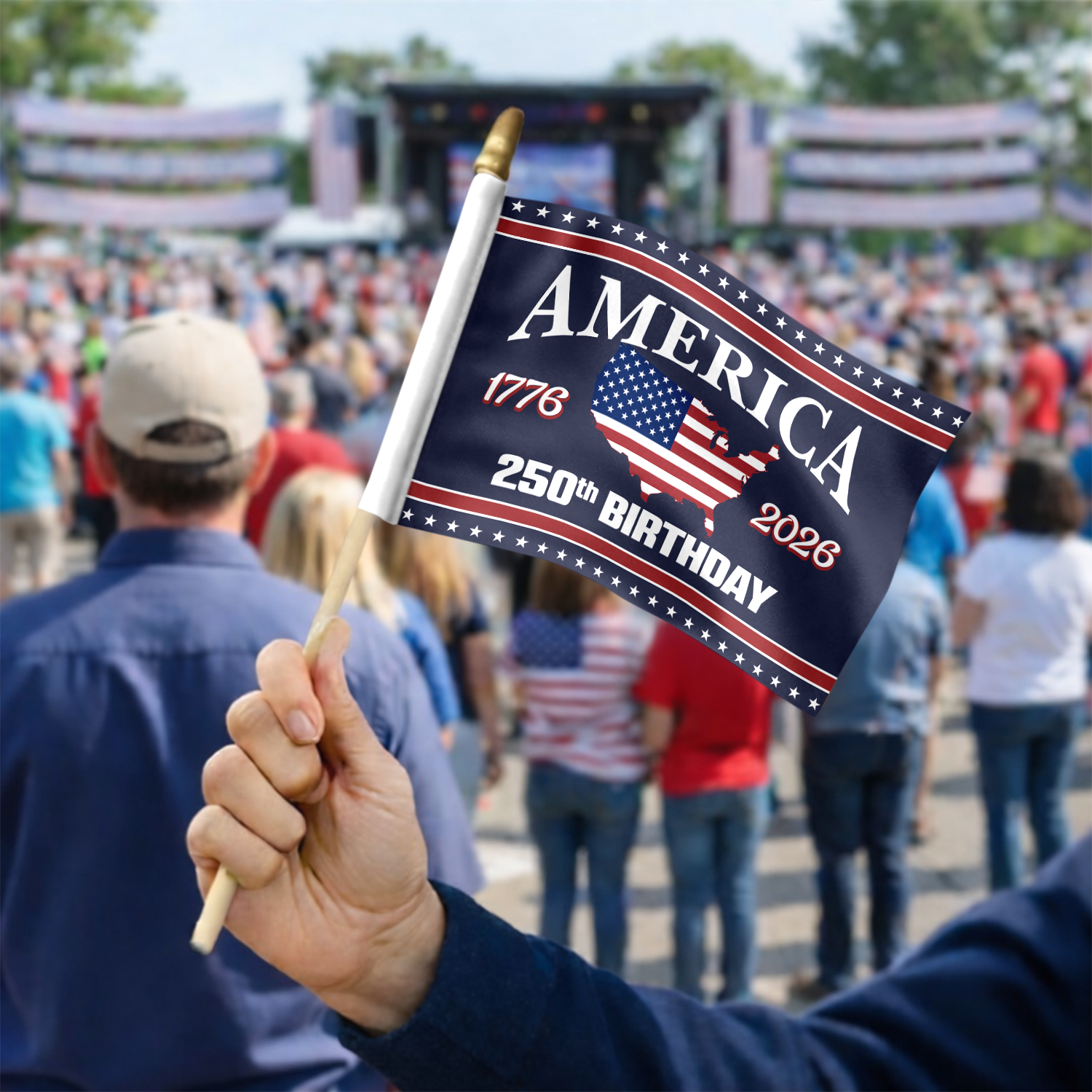America 250 Birthday 1776-2026 Handheld Flag HA75 898854