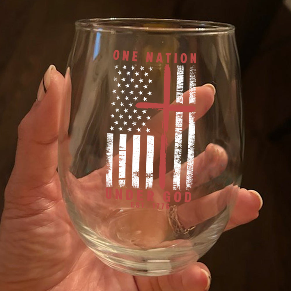 One Nation Under God Est 1776 Freedom Wine Glass LM32 895457
