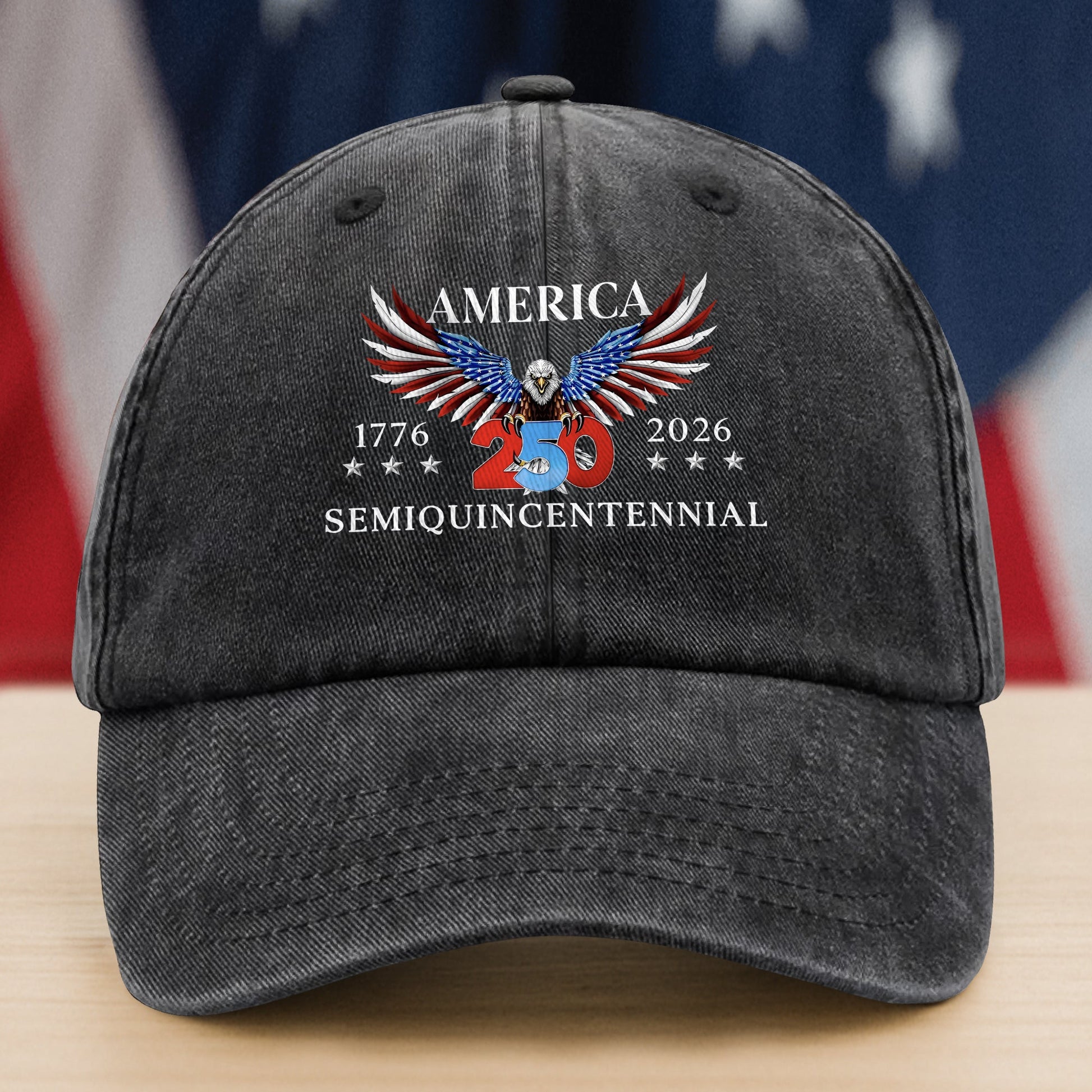 250 Years America Semiquincentennial Washed Denim Baseball Cap CH07 899074