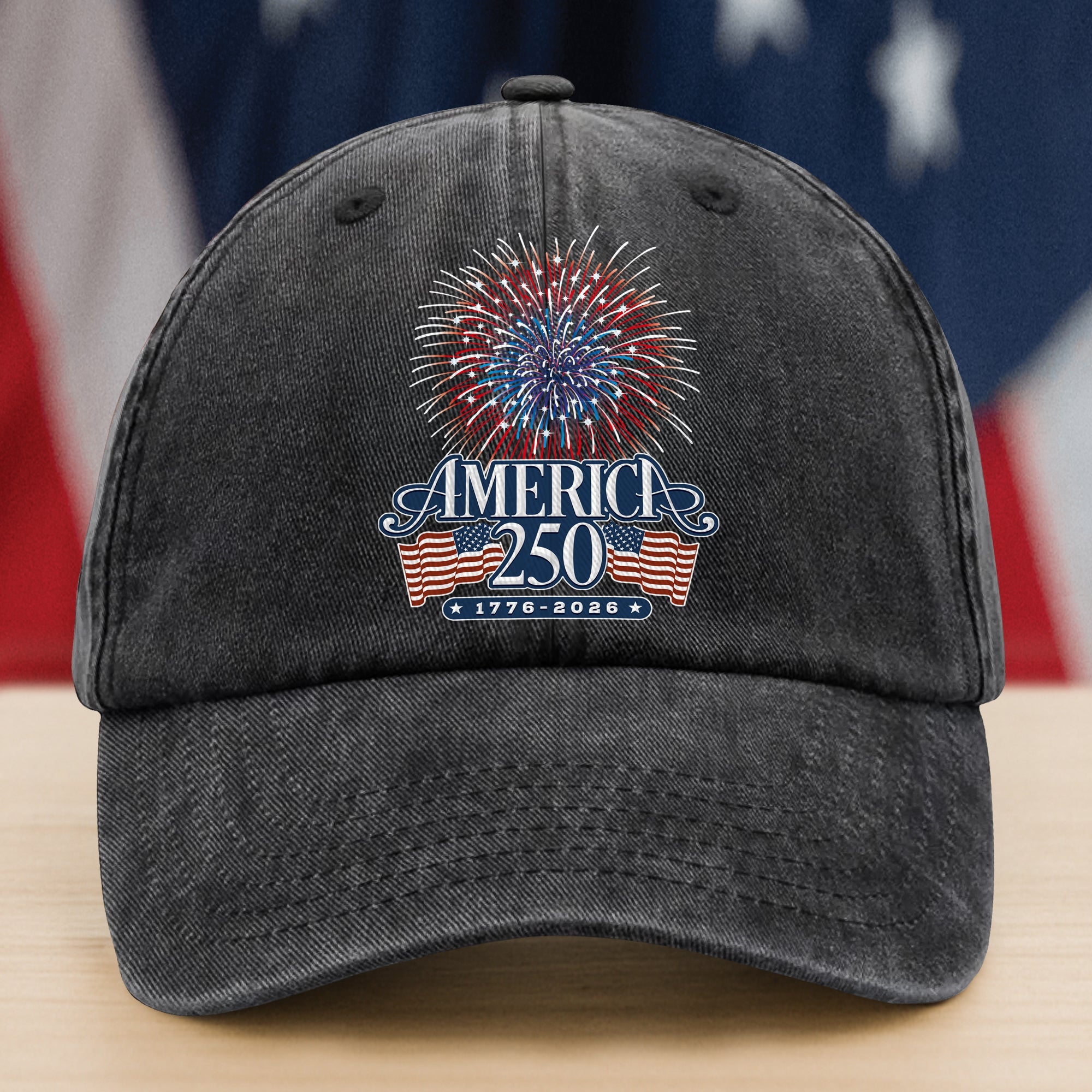 America 250 Firework Washed Denim Baseball Cap TH10 894647