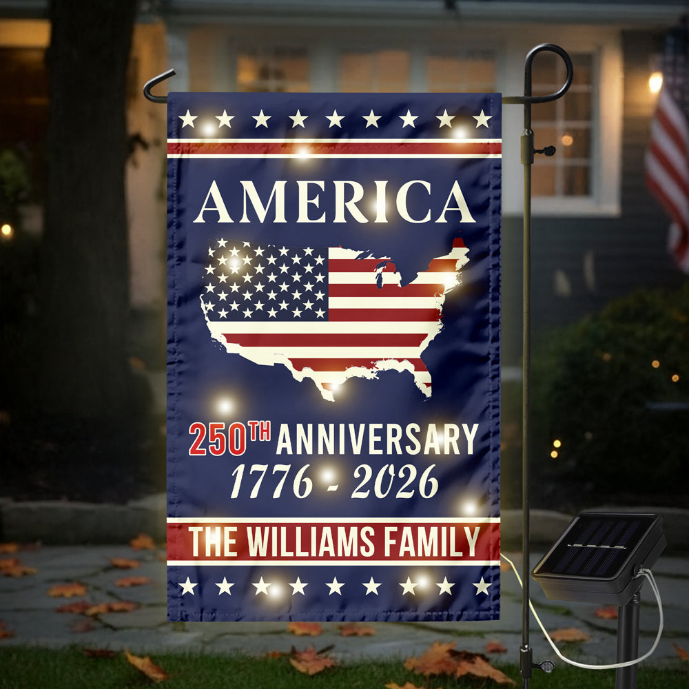 Personalized Family Name America 250th Anniversary LED Garden Flag LM32 895819