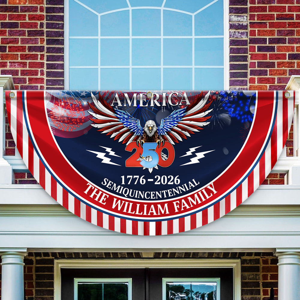 Custom Family Name 250 Years America Semiquincentennial Non-Pleated Fan Flag TH10 898017
