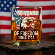 250 Years Of Freedom Since 1776 USA Bald Eagle America Flag Whiskey Glass HA75 897376