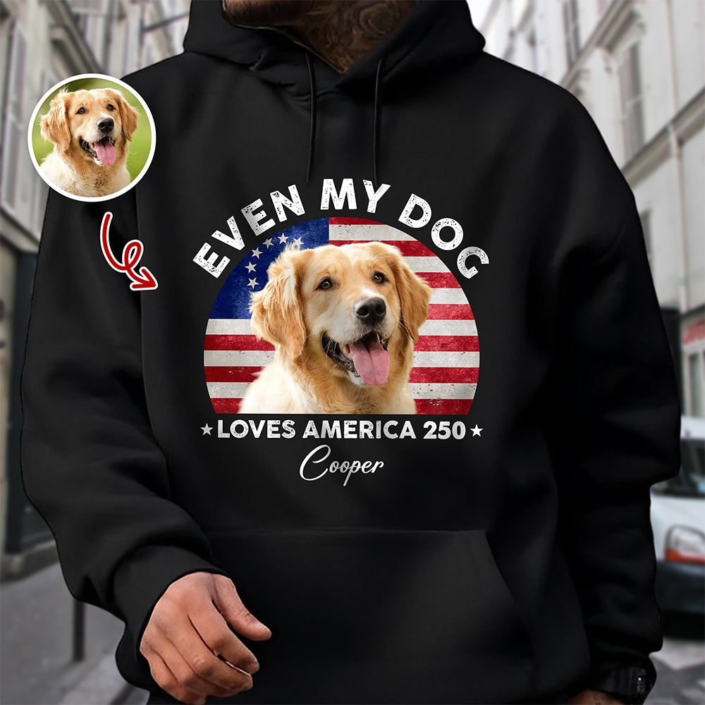 Custom Photo Even My Dogs Love American 250 Dark Shirt Gifts For Dad