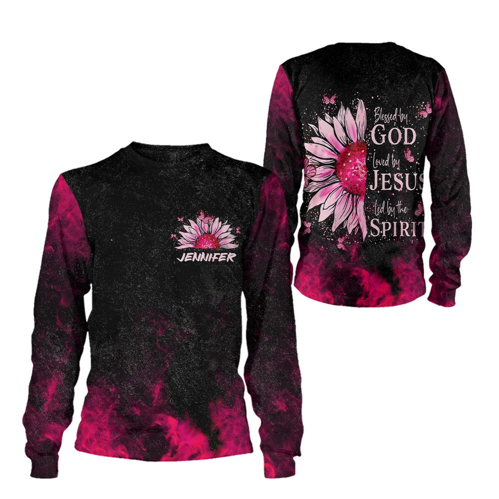 Pink Sunflower Blessed By God Loved By Jesus - Inspirational Christian 3D All Over Print T-Shirt And Hoodie