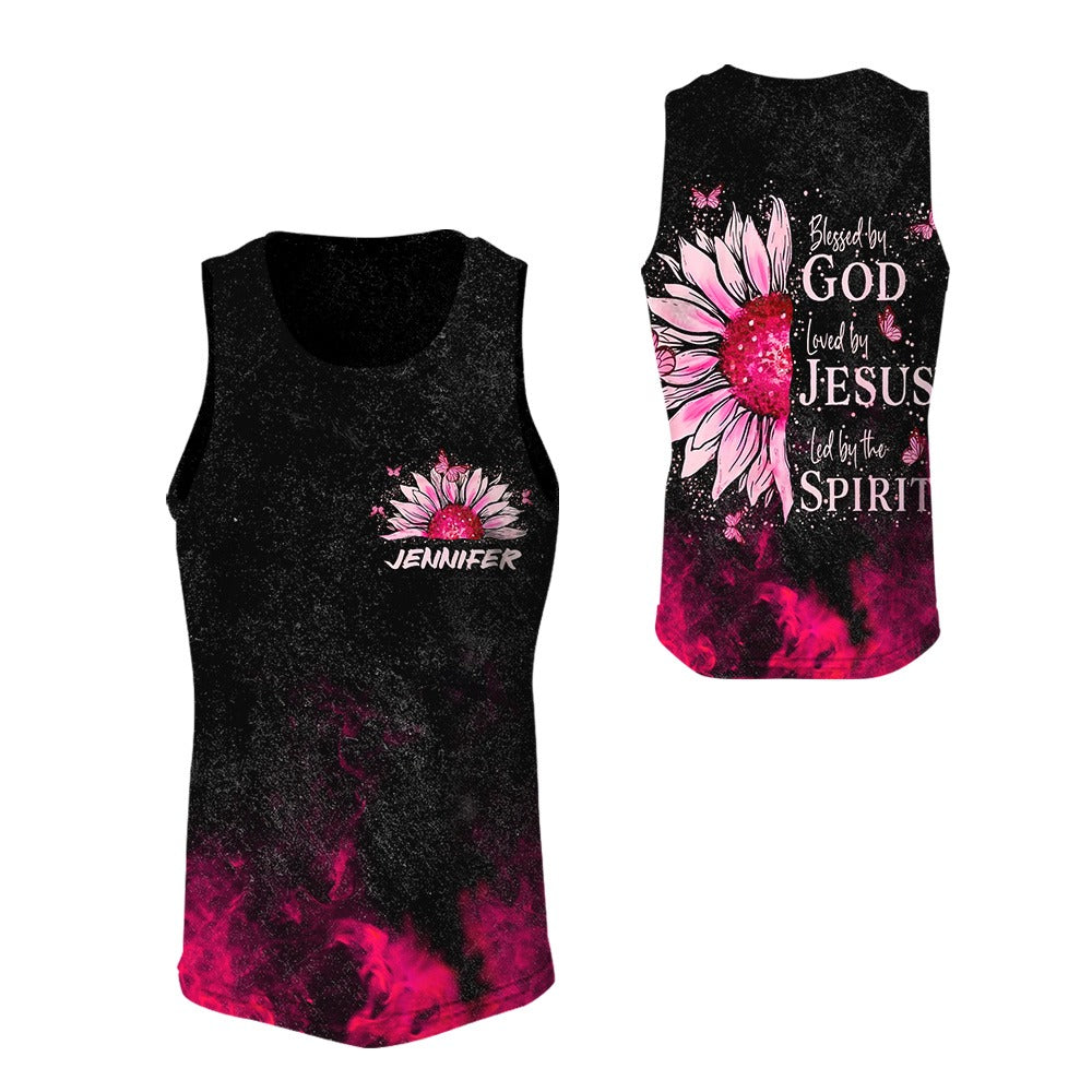 Pink Sunflower Blessed By God Loved By Jesus - Inspirational Christian 3D All Over Print T-Shirt And Hoodie