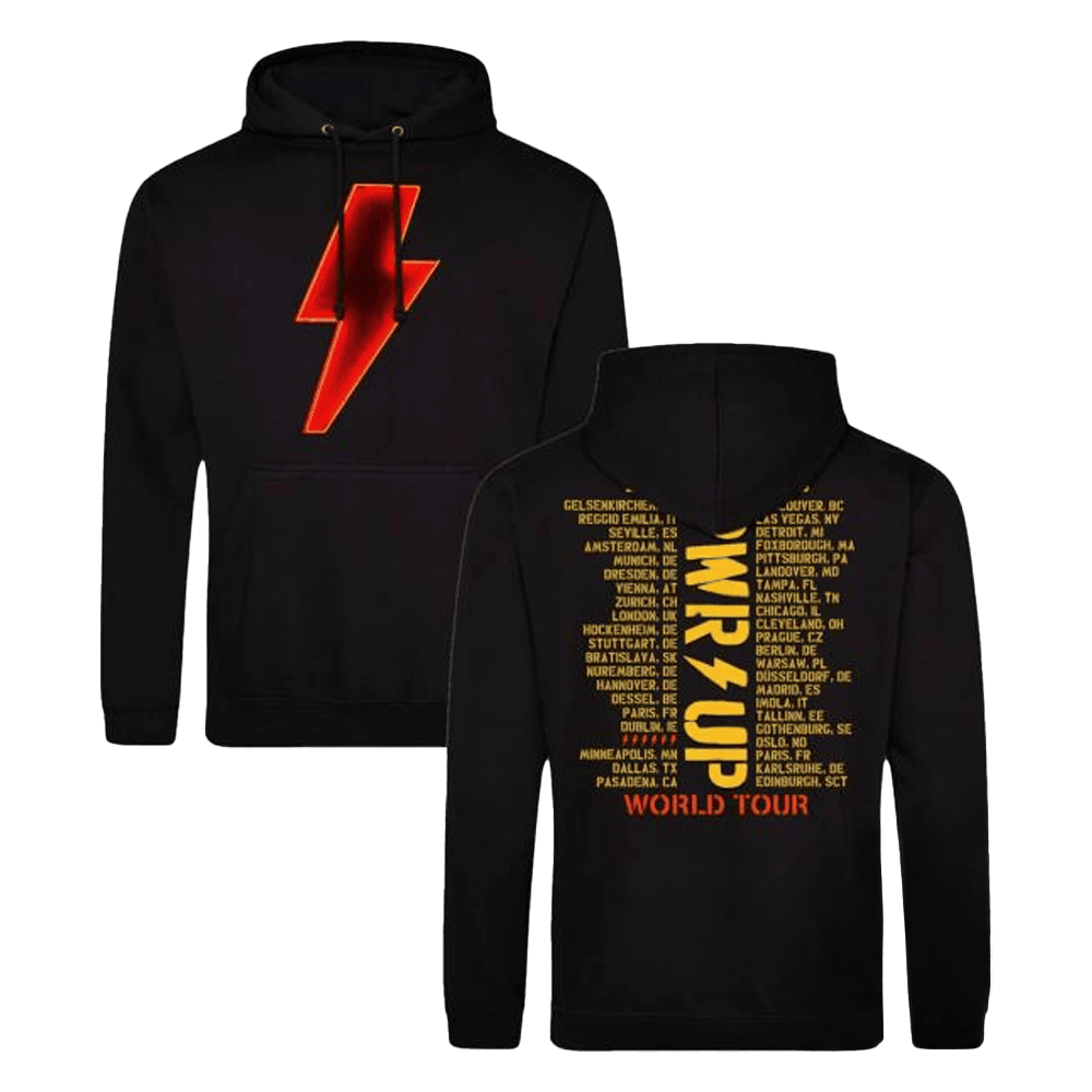 ACDC Merch Neon Bolt Pwr Up World Tour Hoodie Gift For Concert Lover - Thriftgiftshop