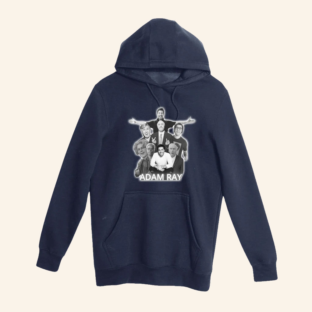 Adam Ray Shop Merch Character Collage Navy Hoodie Birthday Gift For Husband - Thriftgiftshop