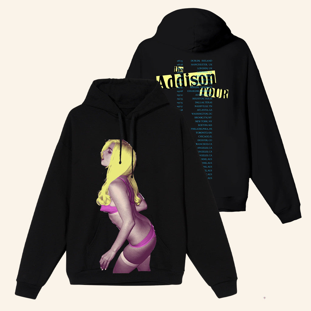 Addison Rae Merch Pop Art Black Hoodie The Addison Tour Hoodie Gifts For Music Fans - Thriftgiftshop