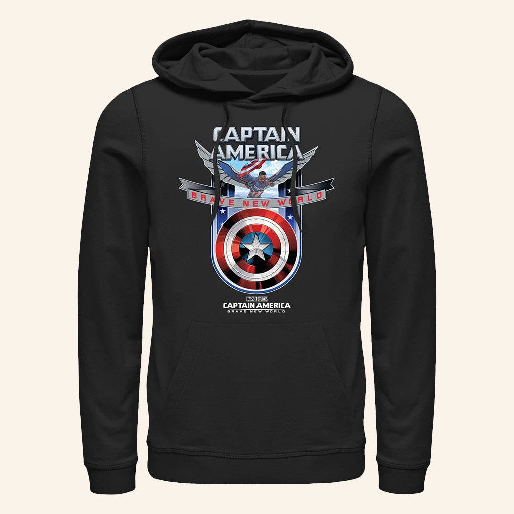 AMC Theatres Merch Captain America Brave New World Shield Hoodie Gifts For Son - Thriftgiftshop