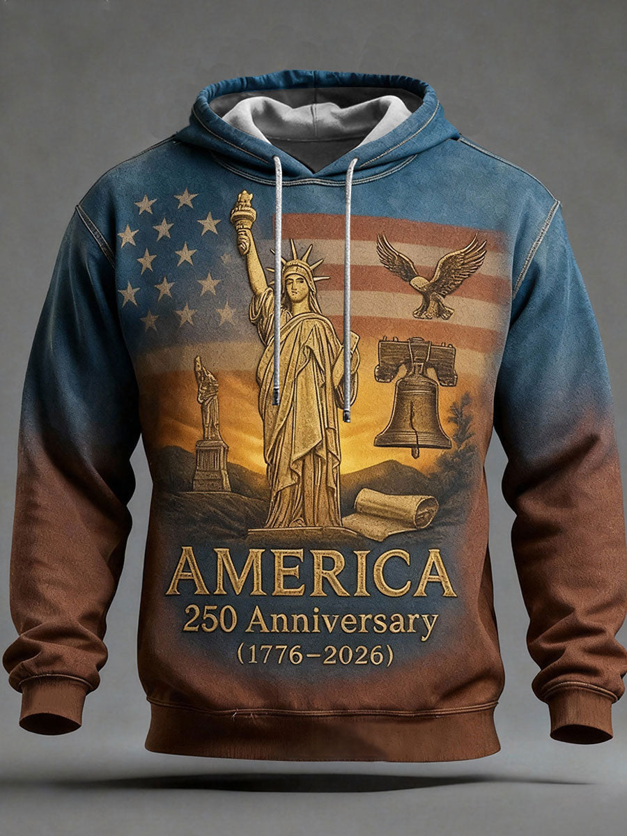 America 250th Anniversary Hoodie Liberty Of Statue Eagle Clothes Gift For Veterans