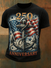 American Flag Anchor 250th Anniversary T-Shirt Best Dad Gifts For Veterans Day