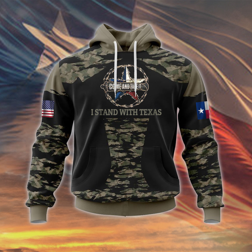American I Stand With Texas Camo Hoodie Come And Take It Hoodie Support Texas Clothing - Thriftgiftshop