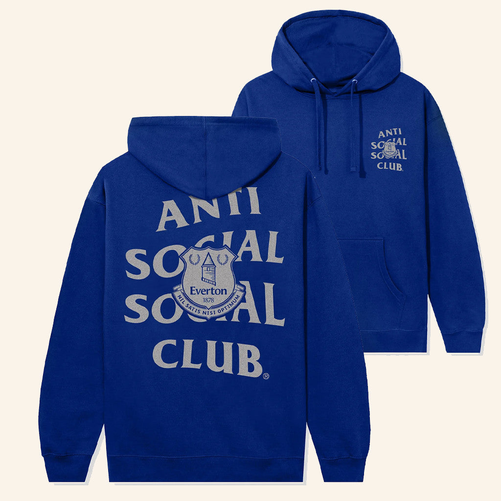 Anti Social Social Club Merch ASSC X Everton FC Blues Blue Hoodie Gifts For Besties - Thriftgiftshop