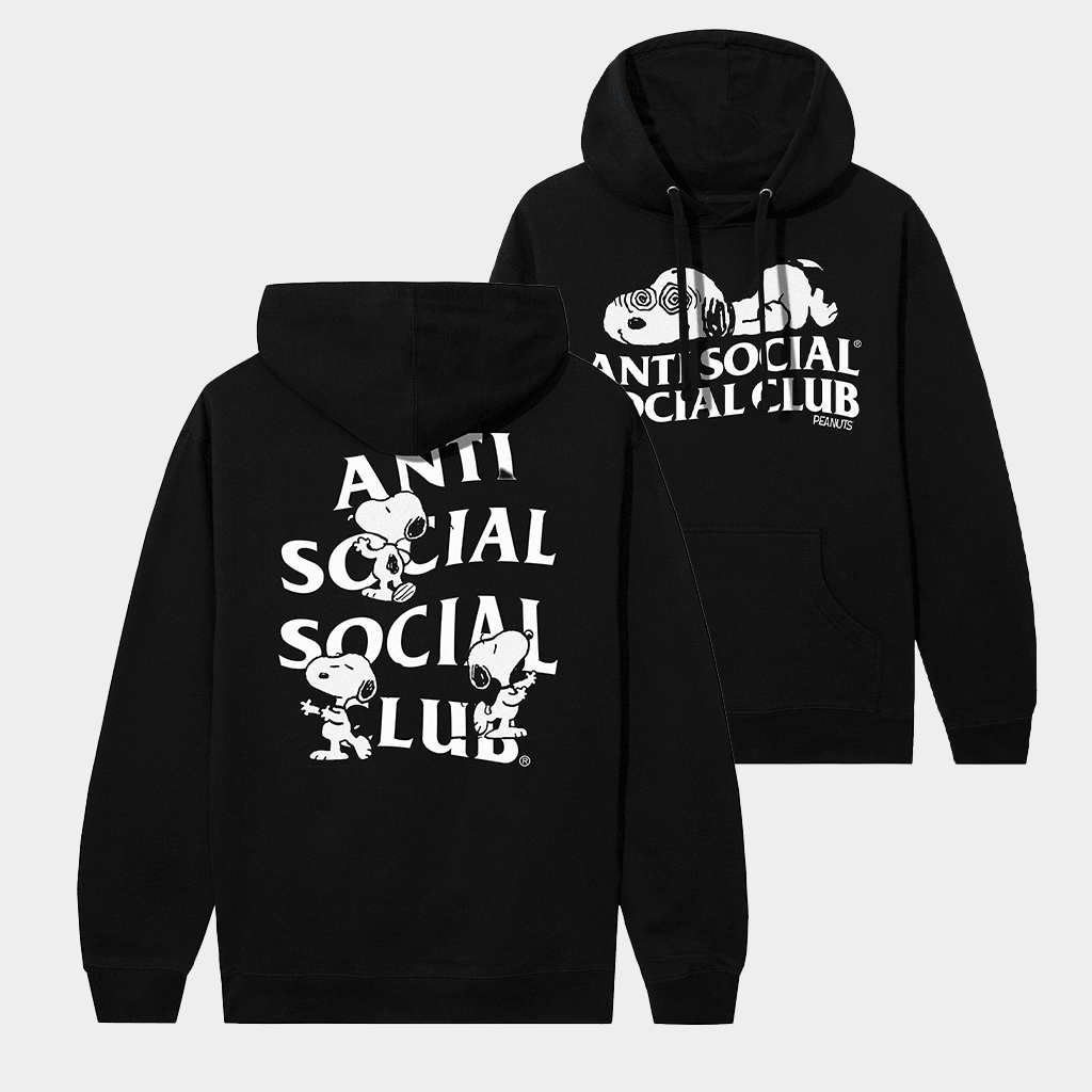 Anti Social Social Club Merch ASSC X Peanuts Feeling Funny Hoodie Black Gifts For Friends - Thriftgiftshop