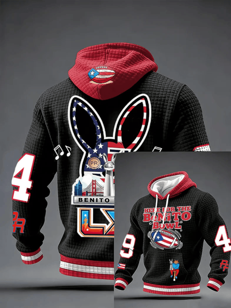 Bad Bunny Super Bowl Merch 2026 Here For Benito Bowl Hoodie Puerto Rican Football Apparel - Thriftgiftshop