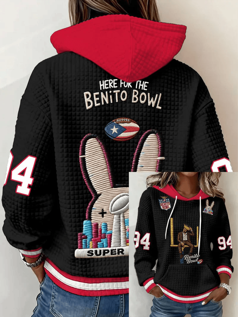 Bad Bunny Super Bowl Merch 2026 Here For The Benito Bowl Hoodie Bad Bunny Apparel Fans Gifts - Thriftgiftshop