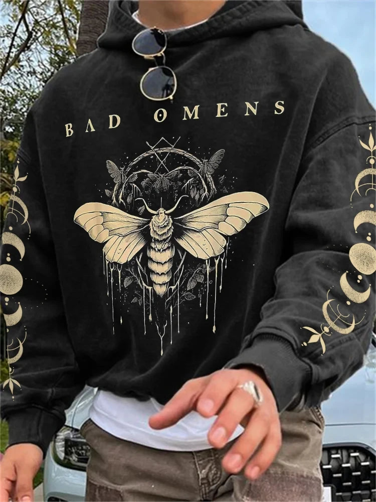 Bad Omens Hoodie Rock Band Inspired Bad Omens Merch Moth And Moon Shape Art Hoodie - Thriftgiftshop