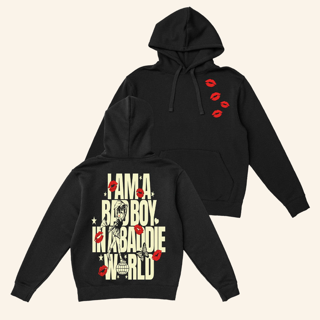 Baddies Lounge Merch Anna Hoodie I Am A Bad Boy Black Hoodie Gifts For Sister - Thriftgiftshop