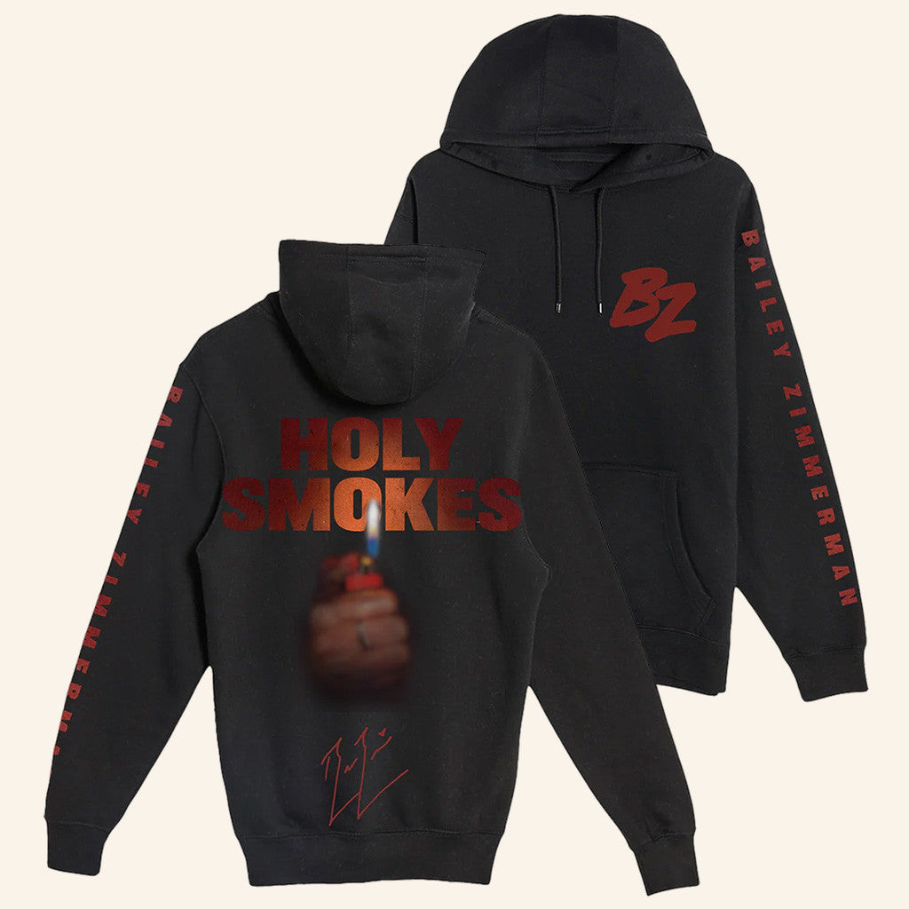 Bailey Zimmerman Merch Tour 2025 Holy Smokes Black Hoodie Gifts For Dudes - Thriftgiftshop