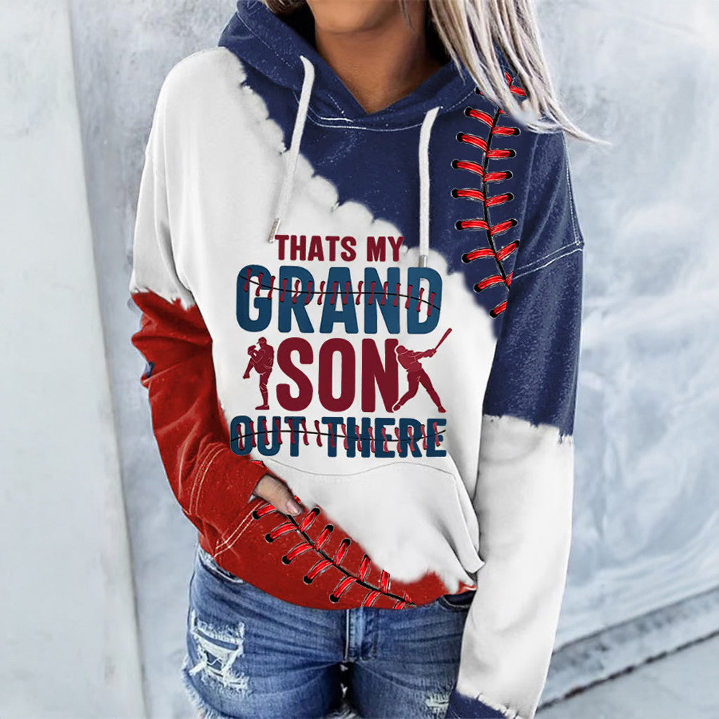 Baseball That's My Grandson Out There Hoodie Baseball Lovers Apparel Gifts For Wife - Thriftgiftshop