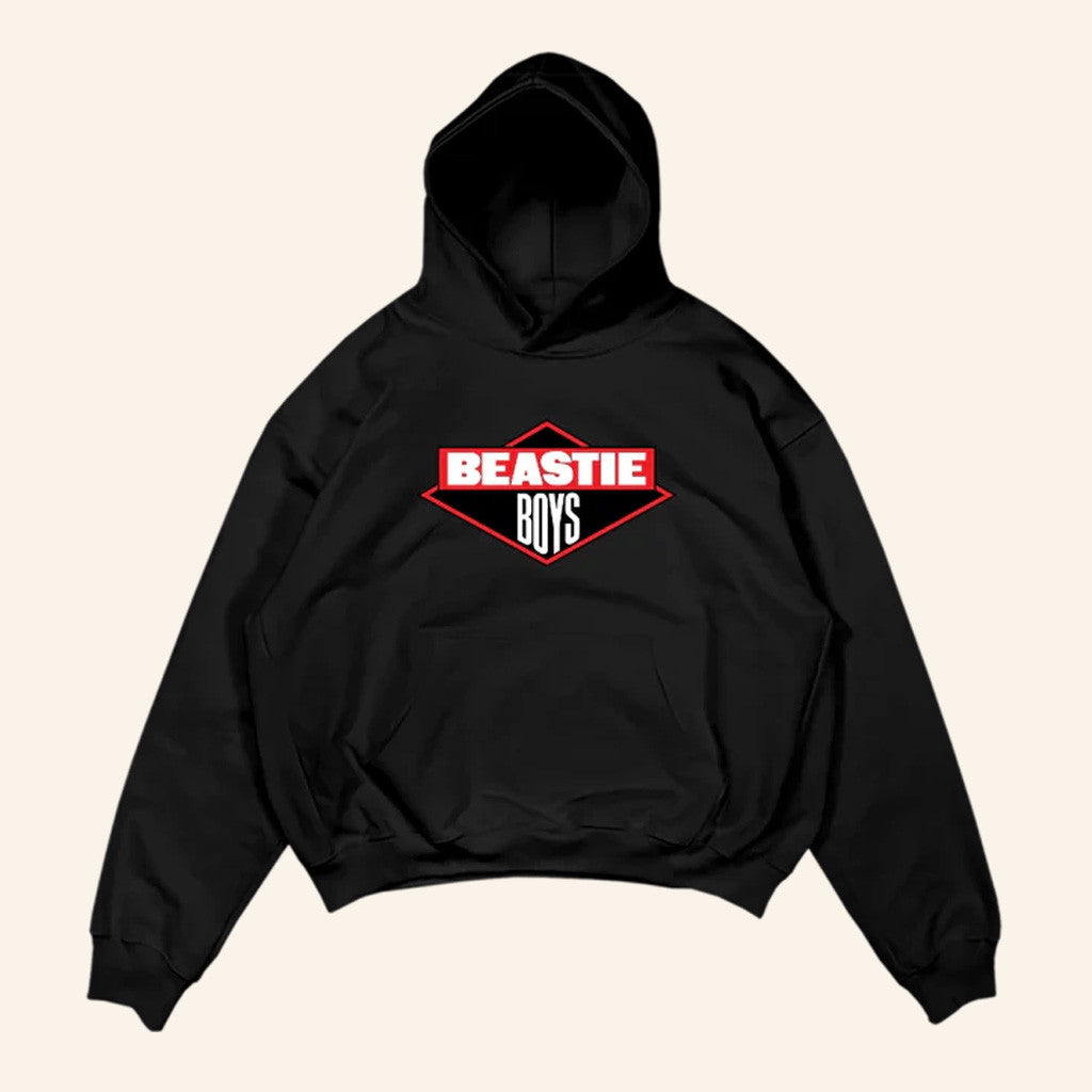 Beastie Boys Merch Black Red Diamond Logo Hoodie Gifts For Hip Hop Fans - Thriftgiftshop